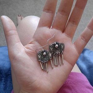 Boho silver earrings